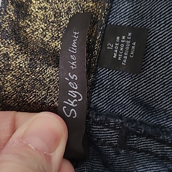 Skye's the Limit Shimmering Gold Jeans size 12 - Picture 4 of 8